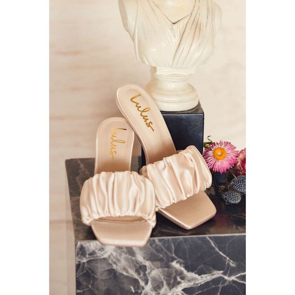 Lulus Reecey Ivory Satin High Heel Sandals White - Size 6